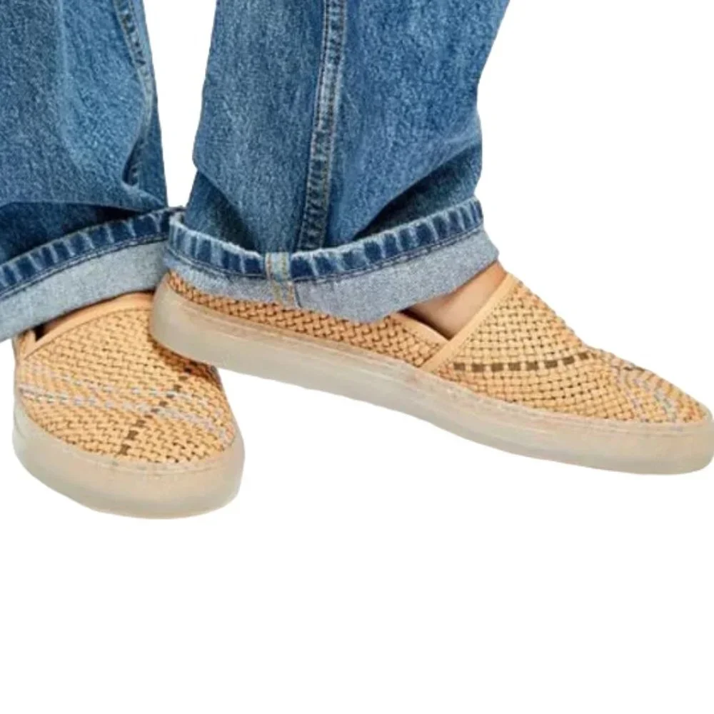 Free People Santorini Natural Combo & Gray Woven Slip-On, Size 36 (US 6)